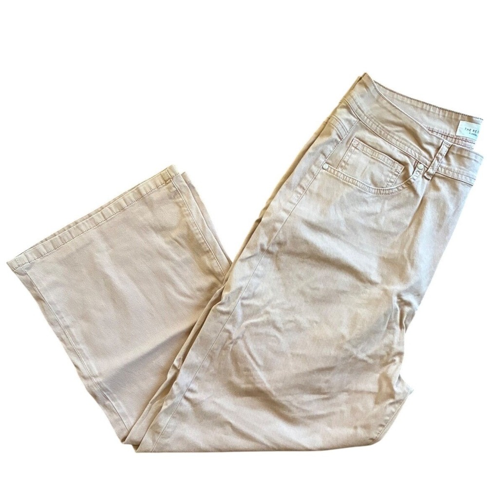The Reset R Label Wide Leg High Rise Pants Tan Khaki Cotton Size 31 RE901